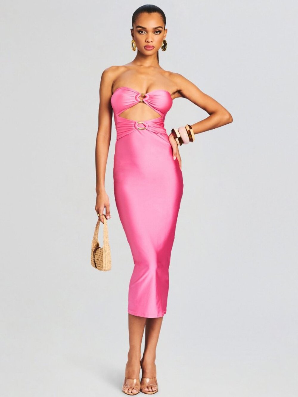 Shani Shemer - Ida Lycra Bodycon Midi Dress - Rose Blossom, Size Small